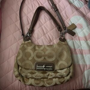 Coach Tan Shoulder Bag with Signature Design